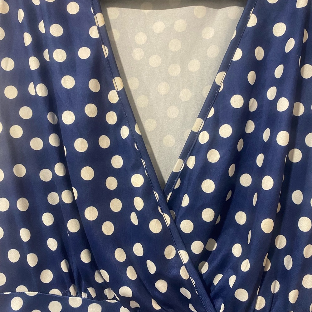 Navy Blue Polka Dot Dress - Picture 3 of 5